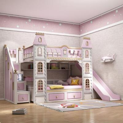 China All Solid Wood Children's Solid Wood Princess Castle Bed Slide Furniture for sale