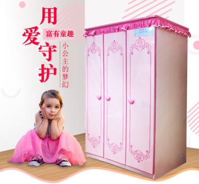 China Three-Door Solid Wood Children's Furniture Children's Wardrobe Three-Door Girl Princess Room Children's Furniture Combination Set Combination Pink for sale