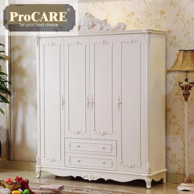 China European Wooden Wardrobe Wardrobe Storage French Style White Wardrobe for Bedroom for sale