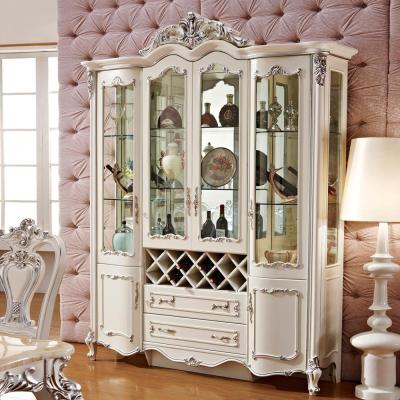 China Modern hot sale French design classic solid wood wine cabinet glass display cabinet for home use for sale