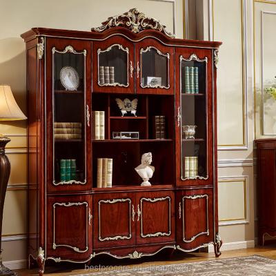 China Modern Antique French Living Room Furniture Luxury Home Style Wooden Book Cabinet for sale