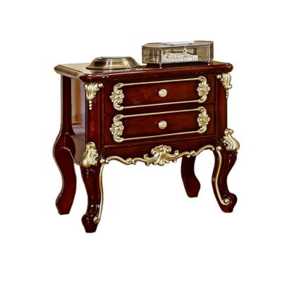 China Popular Modern Wooden Luxury Color Furniture Style Solid Wood Carved Bedside Table for sale