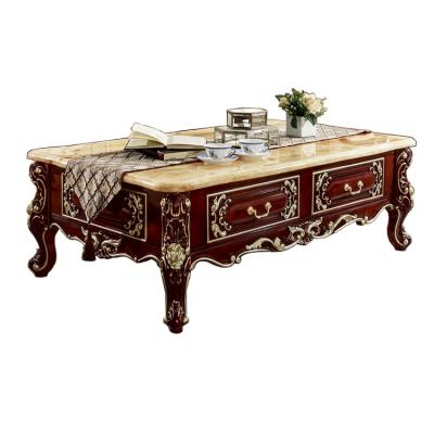 China Foshan Furniture European Style Living Room Solid Wood Antique Coffee Table for sale