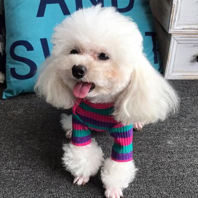 China Viable Colorful Striped Heart Four Feet Dog Clothes Hyun Style Teddy Bichon Dog Clothes Pet Clothes PC081602 for sale