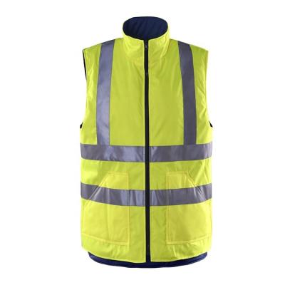 China Cheap Reflective Fluorescent Yellow Reflective Vest 300d Cotton Oxford Safety Water Proof Winter Vest Vest for sale