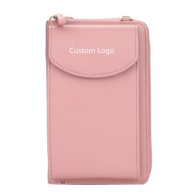 China Custom Goods 2021 Logo Lady Crossbody Bag Mini Wallet PU Leather Phone Bag Messenger For Women And Children for sale