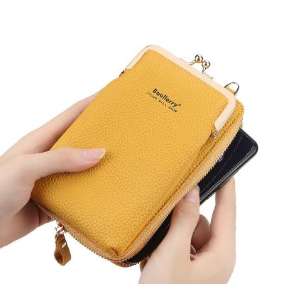 China Beautiful waterproof wholesale ladies cross - body mobile phone bag and PU women leather wallets with metal buckle for sale