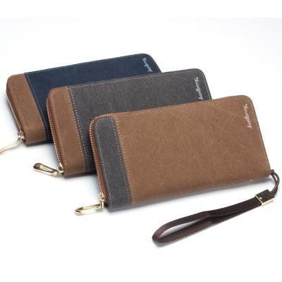 China Wholesale Waterproof Canvas Mens Cell Phone Card Holder Brand Zipper Clutch Bag Retro Long Wallets For Students for sale