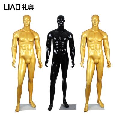 China Brand New Plus Size Dummy Head Men Mannequin Dress Form Abstract Black Gold Color for sale