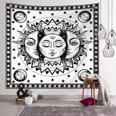 China Mandala Tapestry Wall Hanging Witchcraft CLASSIC Black White Tapestry Moon Sun Hippie Wall Tapestry Dorm Decor Psychedelic Tapestry for sale