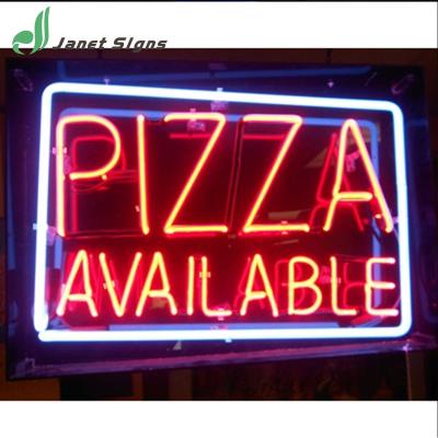 China Custom made neon sign made of high quality real glass tube frame and metal for PIZZA BARBECUE coffeeshop for sale