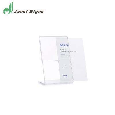 China Morden table magnetic paper holder a4 menu sign acrylic L shaped clear card holder for customs paper insert for sale