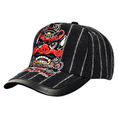 China COMMON Striped animal embroidery sports cap can be designed wholesale baseball cap lion hip hop cap for sale