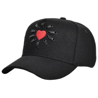 China Custom JOINT baseball cap woolen outdoor heart-shaped embroidery sports cover hip-hop heart-shaped hat high quality for sale