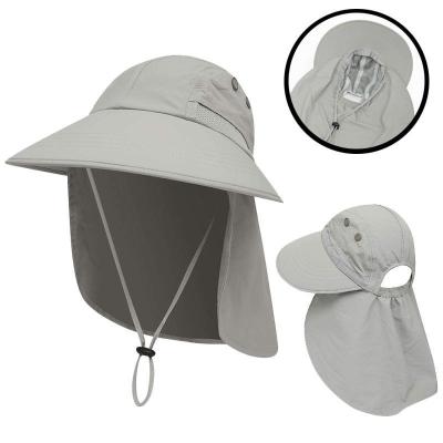 China Waterproof Bucket Hat Nylon Summer Outdoor Unisex Waterproof Fishing Hat With Adjustable Neck Flap for sale