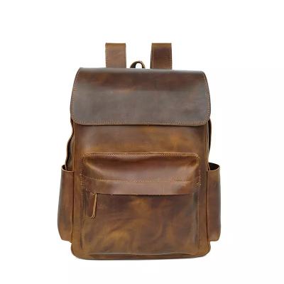 China Antique Genuine Cow Waterproof Classic Handmade Leather Backpack Designer Outdoor Travel Bags Business Laptop Backpack for sale