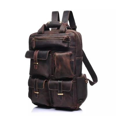 China Crazy Horse anti-theft top grain vintage laptop mochila custom genuine leather backpack Bagpack for men for sale