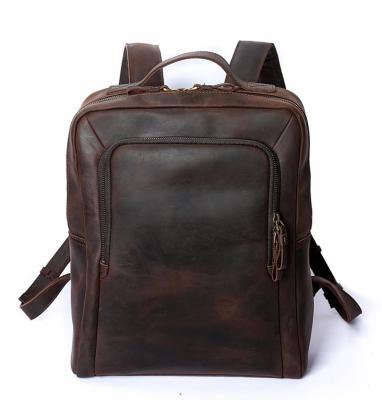 China 2018 Square Crazy Horse Vintage Smell Adult School Unisex Laptop Backpack Custom Made High Quality Anti-theft Proof for sale