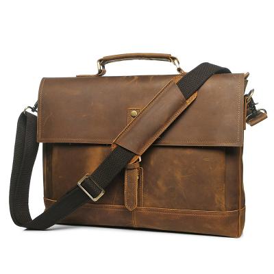 China Genuine Leather Laptop Handbag Business Top Layer Brand Cow Messenger Vintage Gentleman Shoulder Briefcase Bag For Men for sale