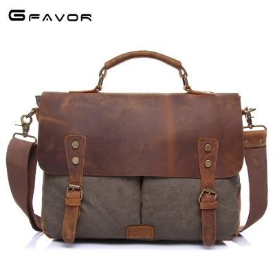 China Luxurious Classic Style Canvas Messenger Bag Business Canvas Hand Made Washed Briefcase Men Handbag for sale