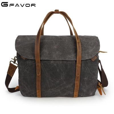 China Hot Sale Brand Vintage Waterproof Canvas Waxed Teenage Waterproof Leather Messenger Balance Shoulder Bag Unisex Laptop Briefcase for sale