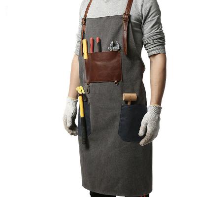 China Cooling Best Selling Leather Handmade Apron Waterproof Canvas Aprons For Sale Store Home Barber Cape Garden Apron With Pockets for sale