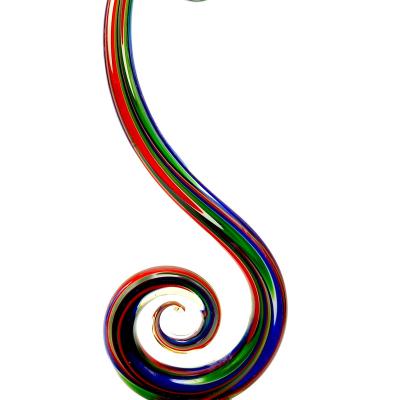 China Europe/North America/Aus/Colored Glass Blown Art Statue New Rainbow Ribbon Sculpture Multicolor Abstract Glass Hand On Crystal Base Home Decor Gift for sale