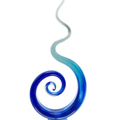 China Europe/North America/Aus/New On Crystal Base Contemporary Home Decor Accent Piece Blues Murano Style Art Glass Centerpiece Mouth Blown Glass Sculpture for sale