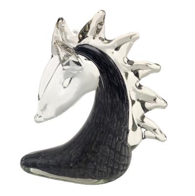 China Europe/North America/Aus/New Art Glass Murano Horse Head Crystal Glass Sculpture with Frosted Mane Figurine for sale