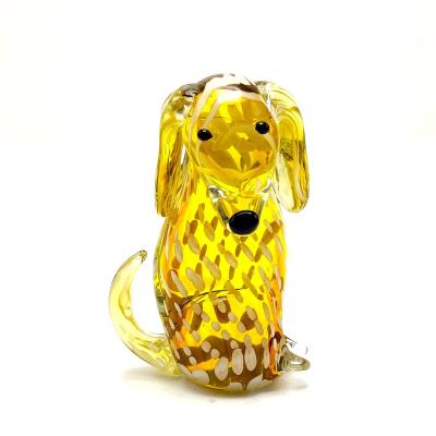 China Europe/North America/Aus/New Murano Art Glass Collections Mini Glass Animals Yellow Dog Figurines for sale