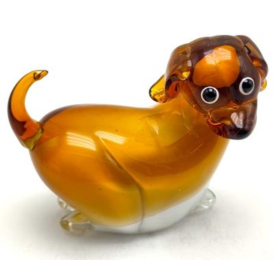 China Europe/North America/Aus/Handmade Glass Animal Art Sculpture Gift Collect Home Decor New Glass Blown Brown Dog for sale