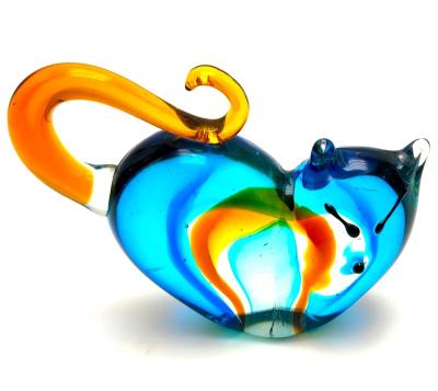 China Europe/North America/Aus/Murano Blown Glass Cat Home Decoration Hand New Animal Figurines Ornaments for sale