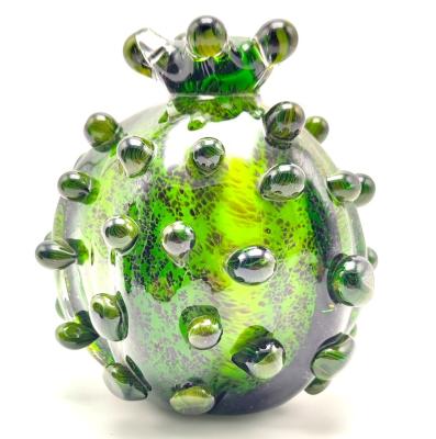 China Europe/North America/Aus cactus glass figurine/new round ball catcus sculpture garden decoration green murano for sale