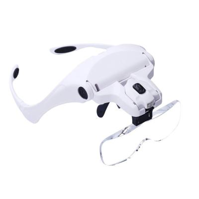 China Magnifying Glass 5 Dual LED Head-Mounted Light Multiples Reading Maintenance Inspection Magnifier for sale