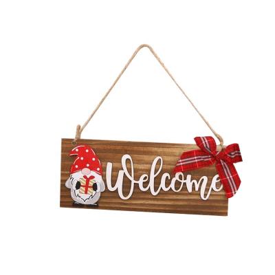 China Wooden Sign Front Door Hanger Welcome Sign Europe Christmas Gnome Door Sign for Xmas Wall Hanging Decoeations for sale