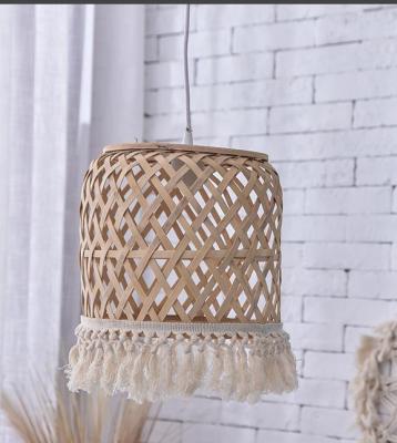 China Bohemian Boho Style Hemp Rope Macrame Lamp Cover Handwoven Hemp Lamp Shade For Home Use for sale