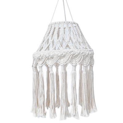 China Boho Tassels Lamp Shade Home Decoration Bohemian High Quality Handmade Woven Macrame Hanging Lamp Shade for sale