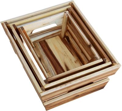 China Cheap Baking Solid Color Wooden Box Crafts, Wooden Crates For Wholesale Boxes And Wall Fruit And Bamboo Wine Crate Gift Box Signs for sale