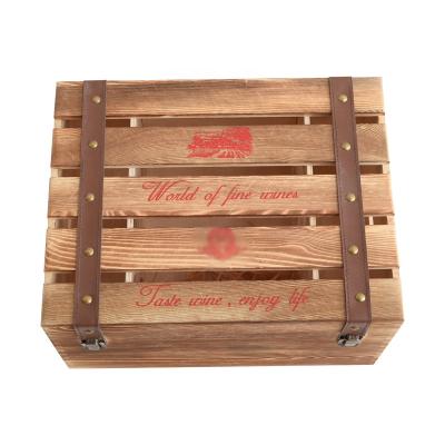 China Europe Shriko 6 Bottles Wine Wooden Box Antique Style Business Wine Gift Box For Home Decoration Decorative Storage Box With Lid for sale