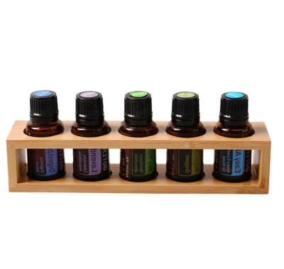 China Handmade 5 Holes Aromatherapy Organizer Display Rack Demonstration Station for 15ml Essential Oil Portable Holders Wooden Safety Box for sale