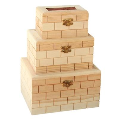 China Handmade Small Desktop Solid Wood Storage Box With Lock Hook Small Treasure Chest Gift Box for sale