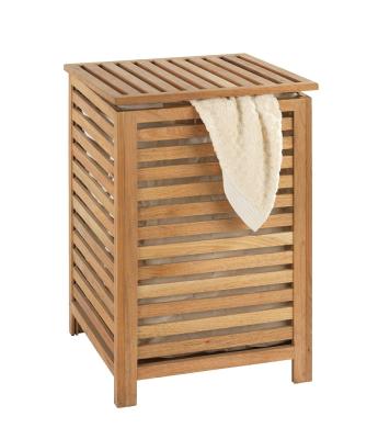 China With Lid Walnut Popular Wooden Laundry Basket Slatted Laundry Basket for sale