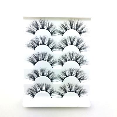 China Private Label 25mm Long Natural False Eyelashes Extensions 3D Strip Mink Lashes 5 Pairs Long Thick False Mink Eyelashes for sale