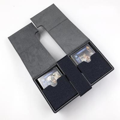 China NEW TEXTURE Trading Cards Collectible Flip N Tray 200+ Card Game Black Twin Premium PU Card Game Deck Box for sale