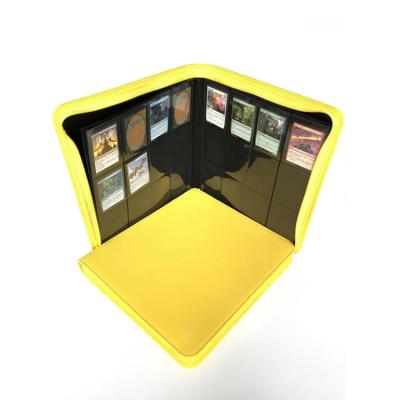 China 12 Pocket Deluxe Yellow PU Leather Binder with Zipper Closure for MTG Game Card Collection for sale