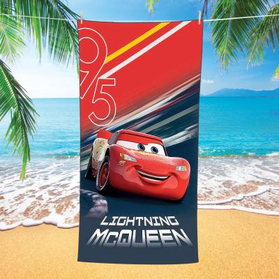 China Large Viable Wholesale Custom Sublimation Printing Logo Lightning McQueens Cartoon Beach Towels Beach Towels With Custom Logo Print for sale