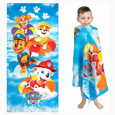 China 1pc Beach Towel Paw Patrol 100% Cotton Beach Towels Viable Private Label and Custom Sublimation Ryder Logo With Custom Logo Print for sale