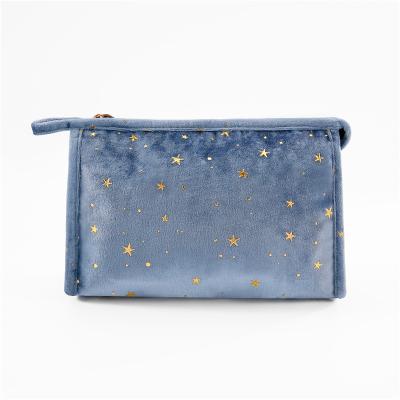 China Wholesale Waterproof Shockproof Dustproof Bronzing Cosmetic Bags Customized Eco-Friendly Flannel Cosmetic Storage Bag Stylish Portable Toiletry Bag for sale