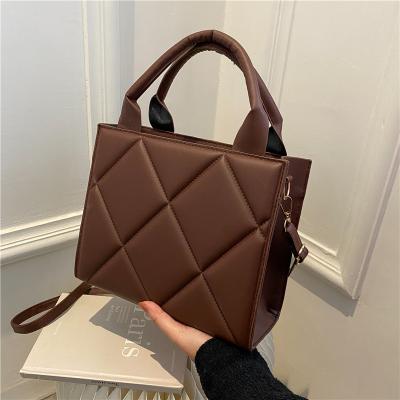 China Simple Elegant Custom Ladies Tote Shoulder Hand Bag Candy Color Autumn Big Checkered Korean Style Fashion Large for sale