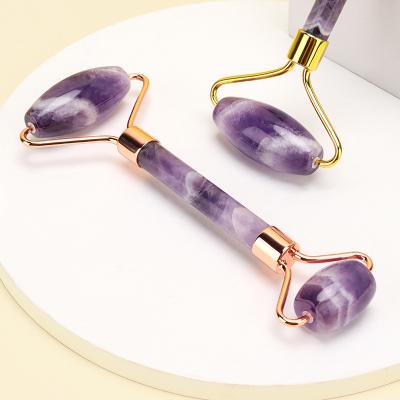 China Innovative Unique Amethyst 2022 Face Trends Ideas Purple Jade Roller Guasha Massage Beauty Personal Health Gift For Women Valentine for sale